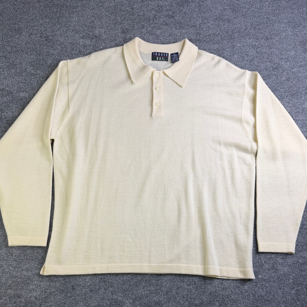 Trader Bay‎ Vintage Ivory Mens Merino Wool Blend Shirt Sweater XLarge